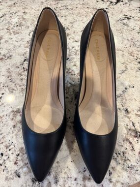 Cole Haan Black Leather Pointed Toe Pumps - Classic Work Heels